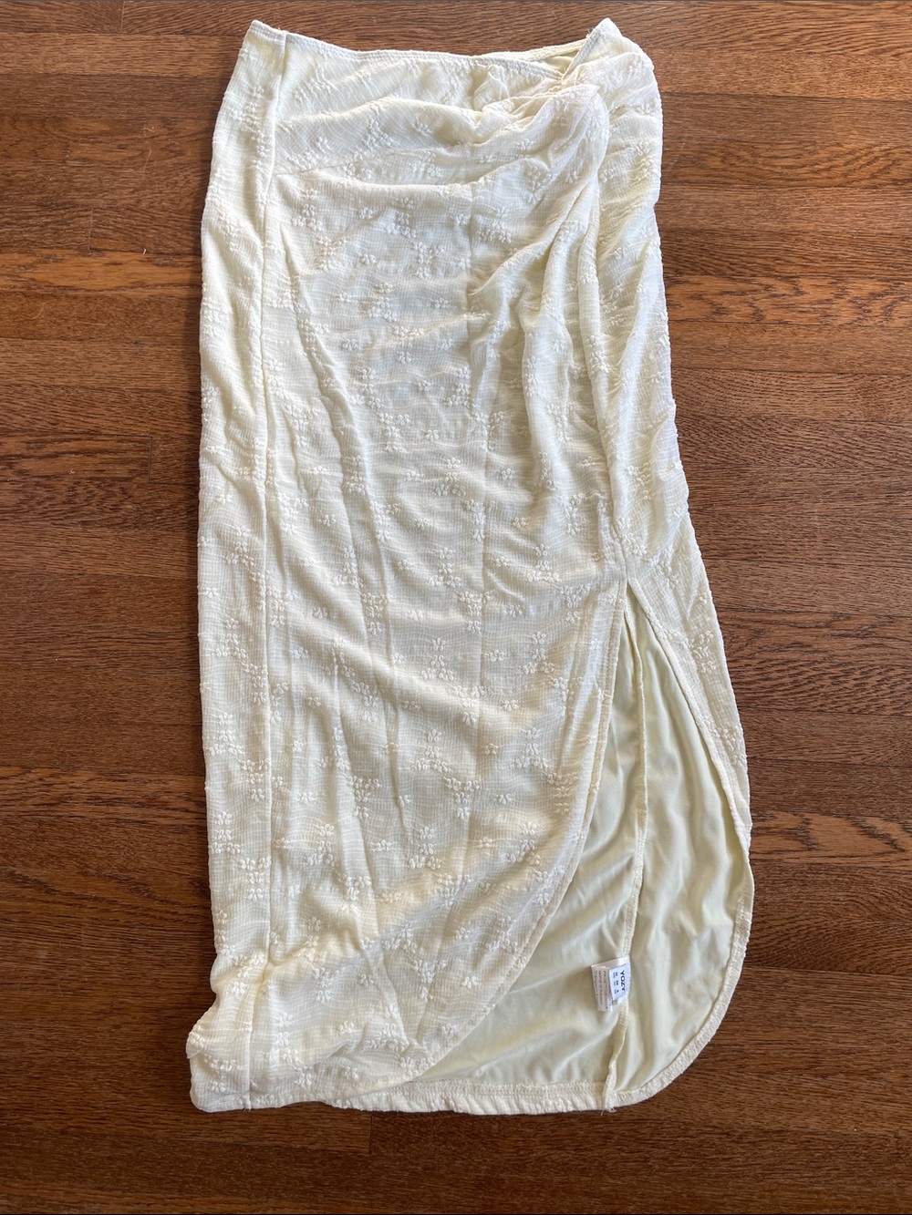 YOZY Cream Textured Wrap Skirt